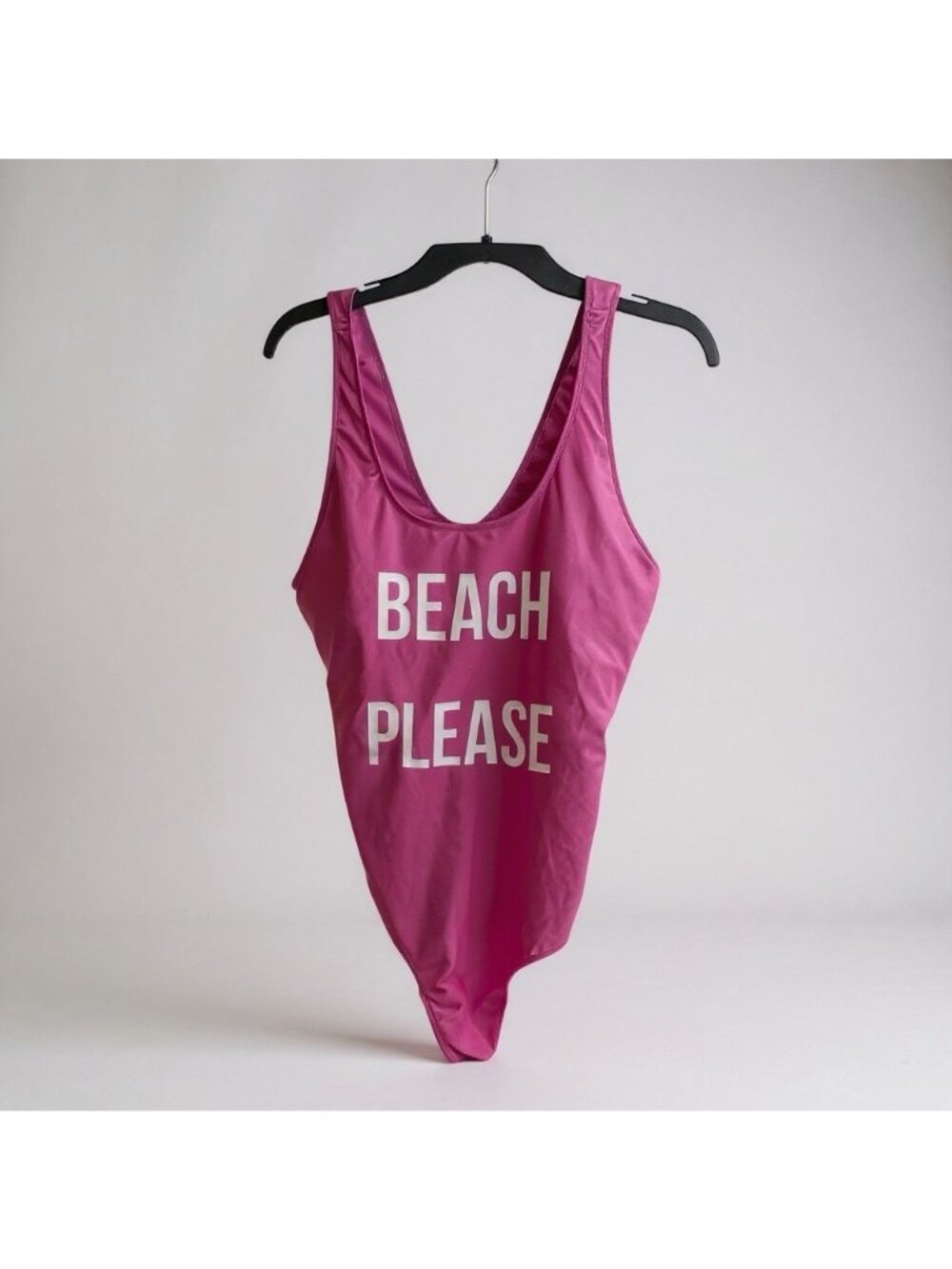Bobbie Brooks One‑Piece Swimsuit – Size 1X – Pink “BEACH PLEASE” – Like New